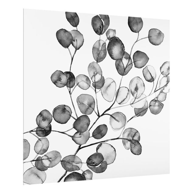 Decorazioni per cucina Acquerello di ramoscelli di eucalipto in bianco e nero