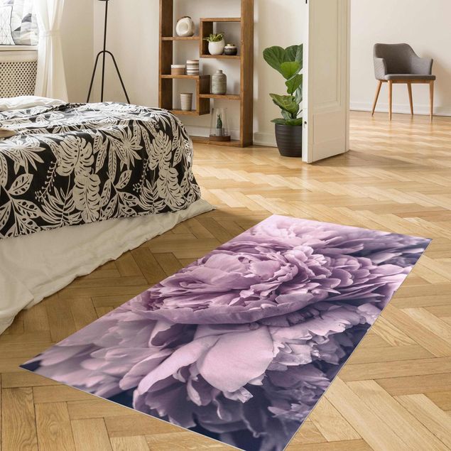 tappeto moderno Fiori di peonia viola