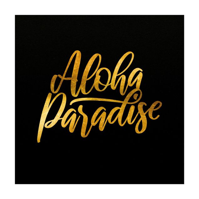 Tappeti con motivi naturali Oro - Paradiso Aloha su nero