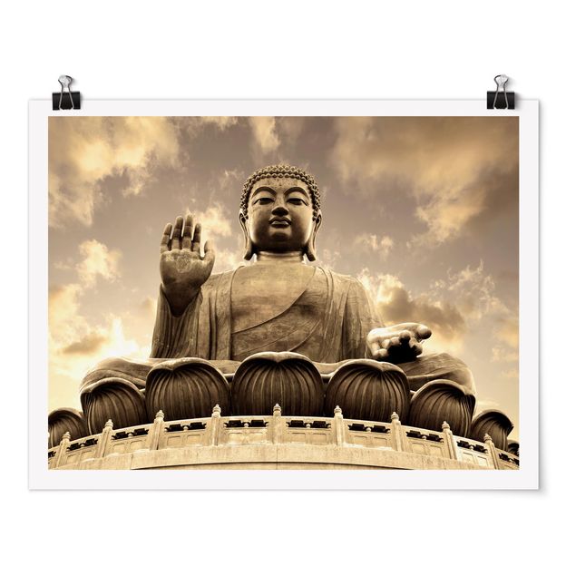 Poster in bianco e nero Grande Buddha in seppia