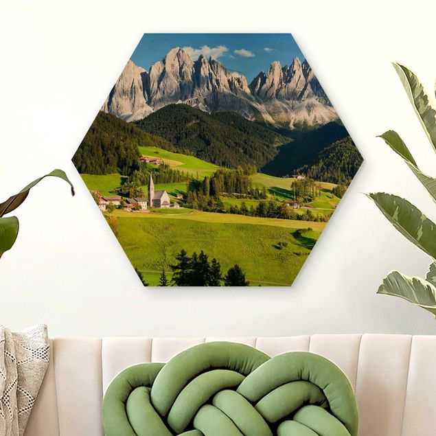 Quadri in legno con paesaggio Odle in Alto Adige