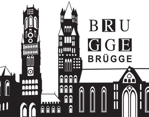Autocolantes de parede com nomes de cidades No.MW115 Skyline di Bruges