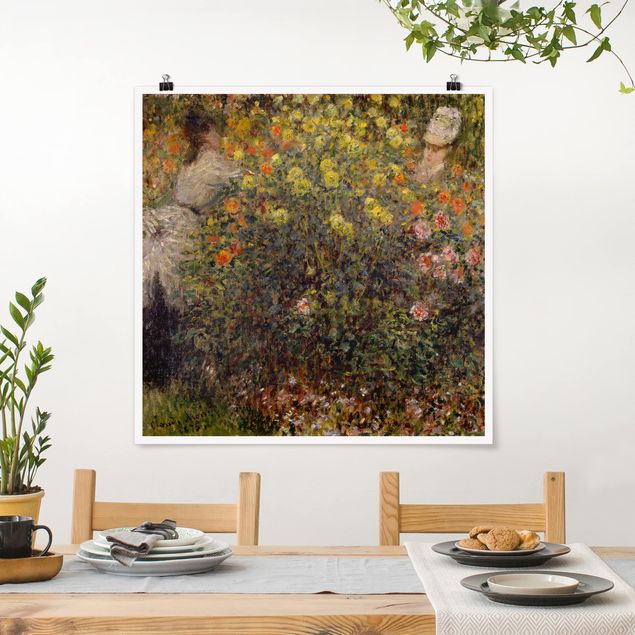 Stile artistico Claude Monet - Due signore nel giardino fiorito