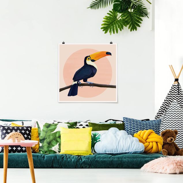 Quadro animali Illustrazione - Uccello Tucano Pittura Pastello