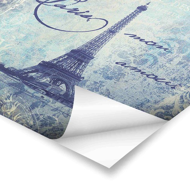 Stampe poster Collage vintage - Parigi Mon Amour