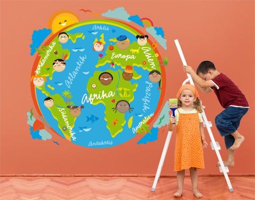 Mappamondo adesivo da parete No.EK126 Mondo dei bambini