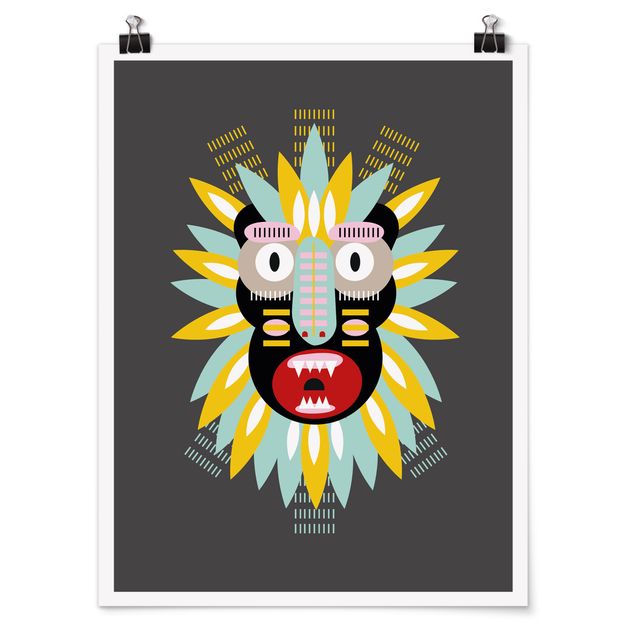 Poster dipinti famosi Maschera etnica a collage - King Kong