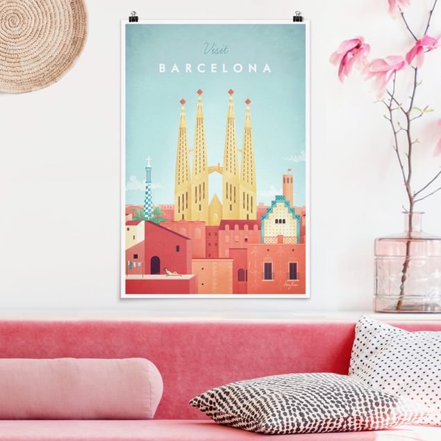 Poster vintage Poster di viaggio - Barcellona