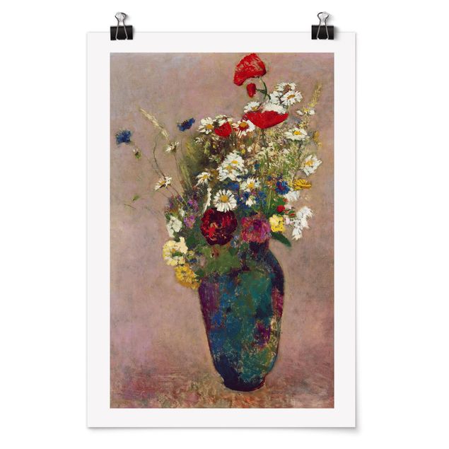 Quadro moderno Odilon Redon - Vaso di fiori con papaveri