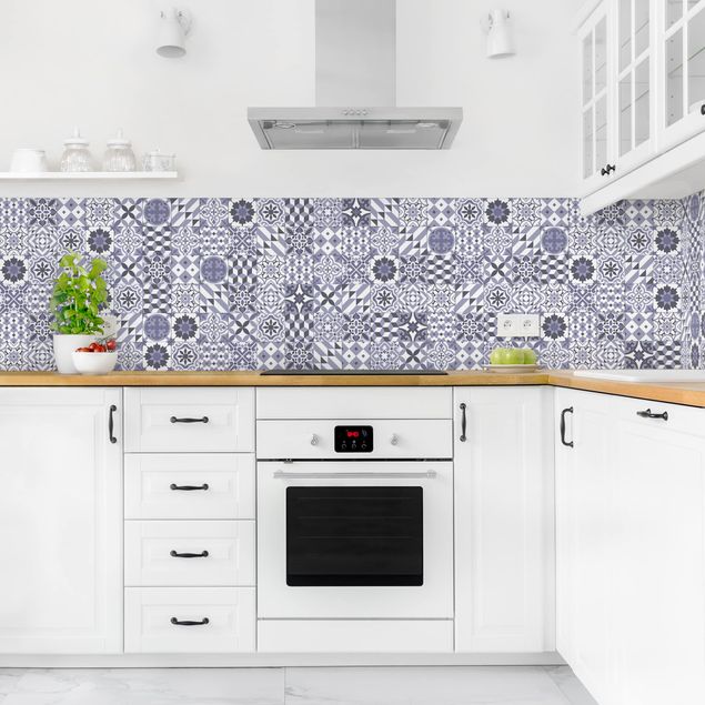 Rivestimento cucina con disegni Mix di piastrelle geometriche viola