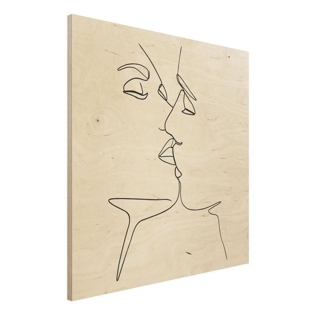 Quadro line art Line Art - Facce da bacio Bianco e Nero