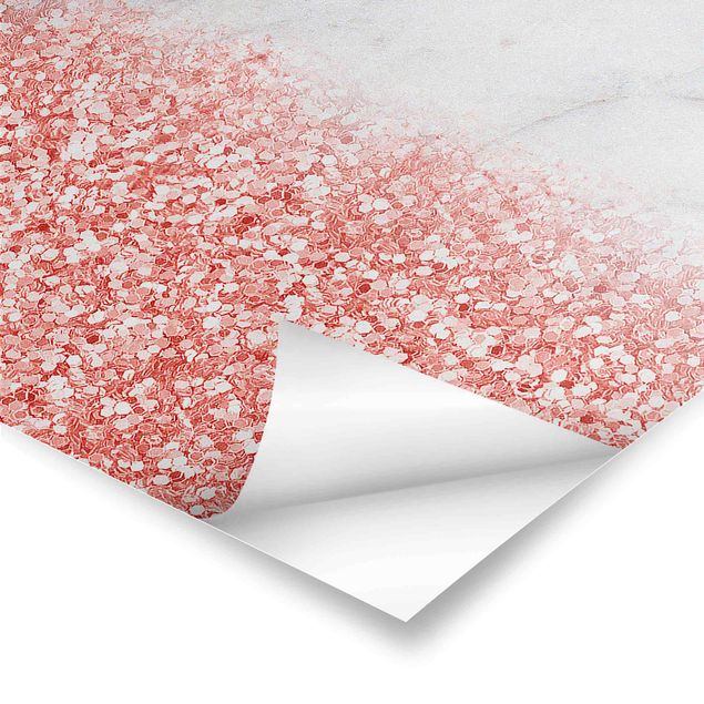 Stampe poster Effetto marmo con coriandoli rosa