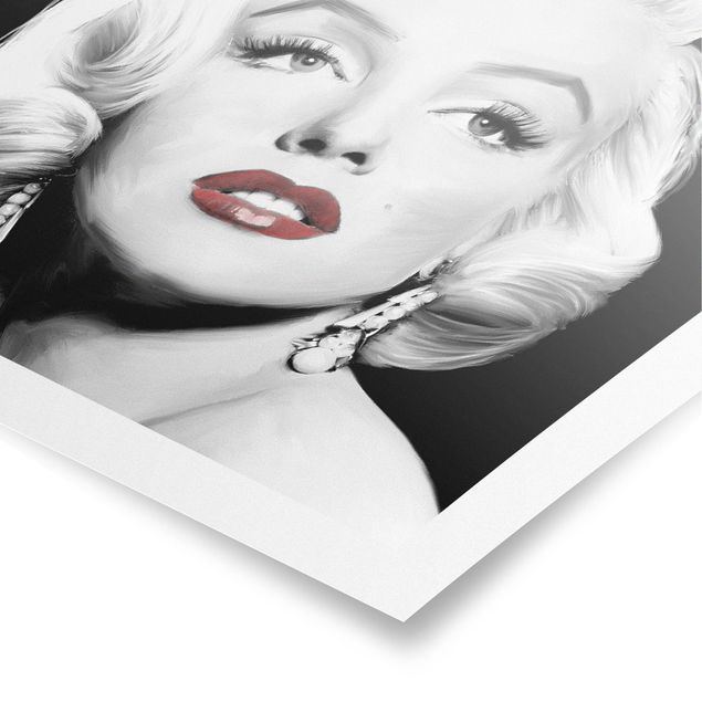 Poster in bianco e nero Marilyn con gli orecchini