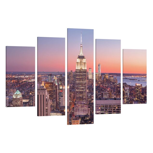 Stampa su tela - Sunset Manhattan New York City - 5 parti