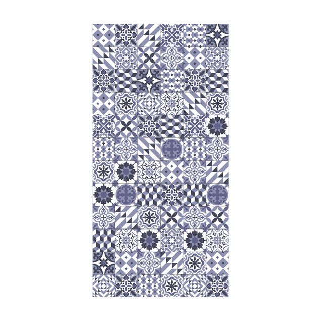 tappeto bagno viola Mix di piastrelle geometriche viola