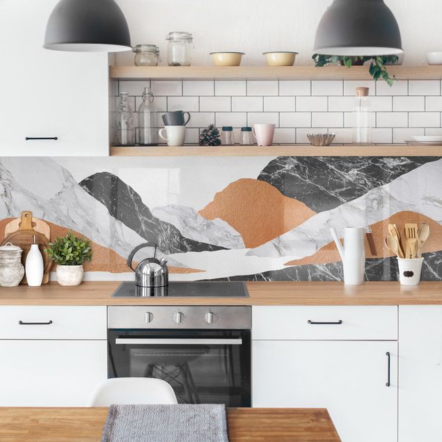 Rivestimenti cucina Paesaggio in marmo e rame II