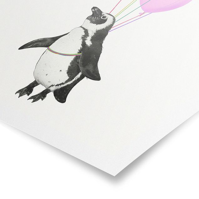 Quadri Laura Graves Art Illustrazione - Pinguino Palloncini Pastello
