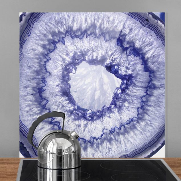 Paraschizzi cucina effetto pietra Cristallo blu viola