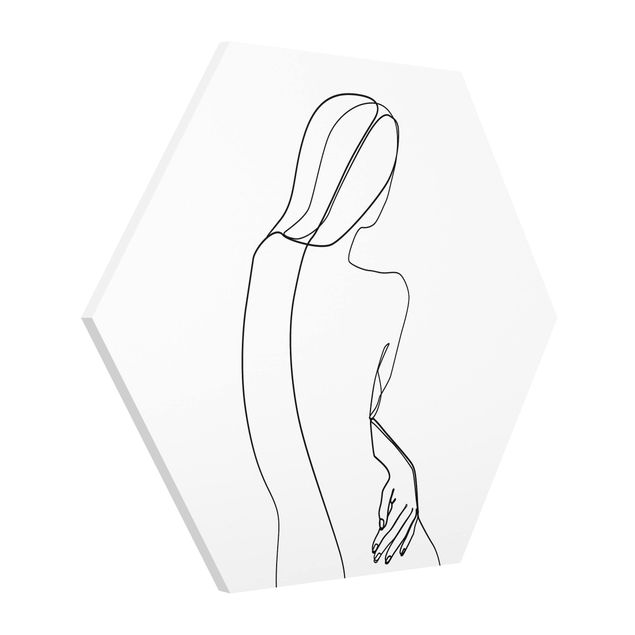 Quadri moderni bianco e nero Line Art - Donna di spalle Bianco e Nero