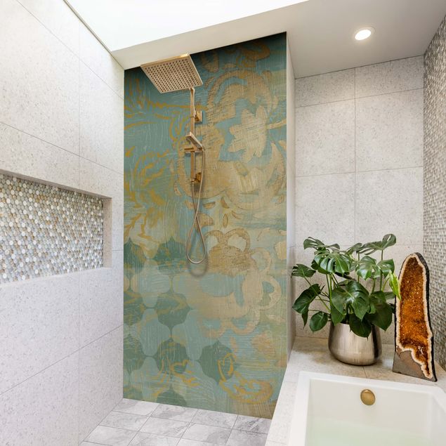 Rivestimento per doccia - Collage marocchino in oro e turchese II