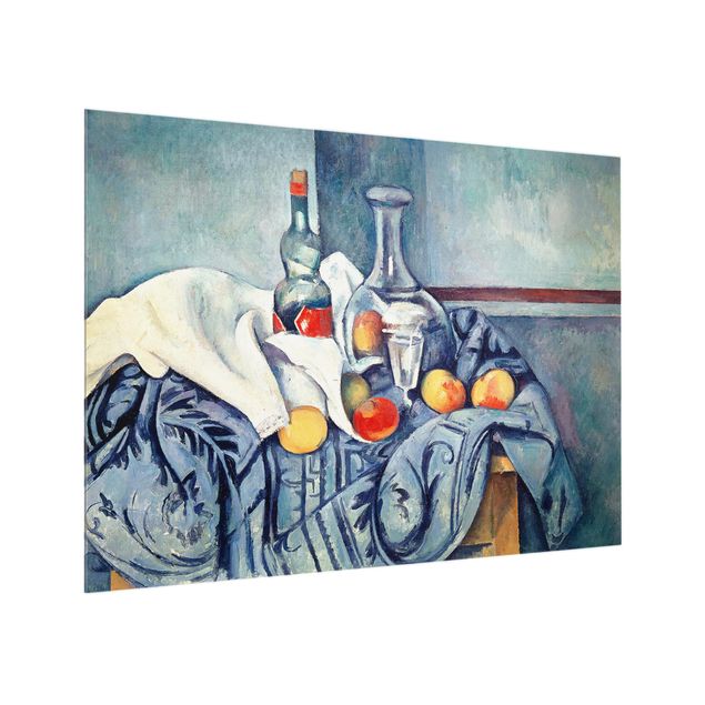 Stampe quadri famosi Paul Cézanne - Natura morta con pesche e bottiglie