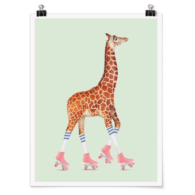 Riproduzione quadri famosi Giraffa con pattini a rotelle