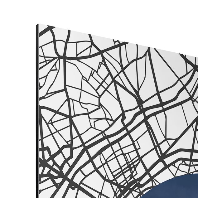 Quadro moderno blu Collage di mappe di Parigi