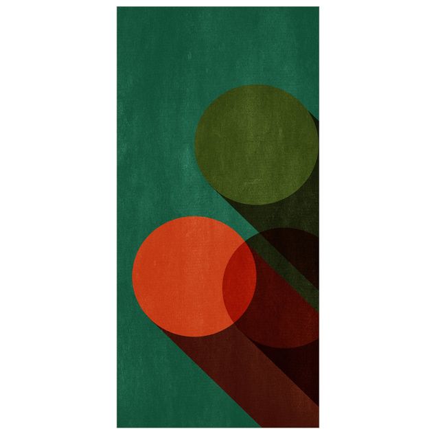 Tenda a pannello - Forme astratte - Cerchi in verde e rosso - 250x120cm