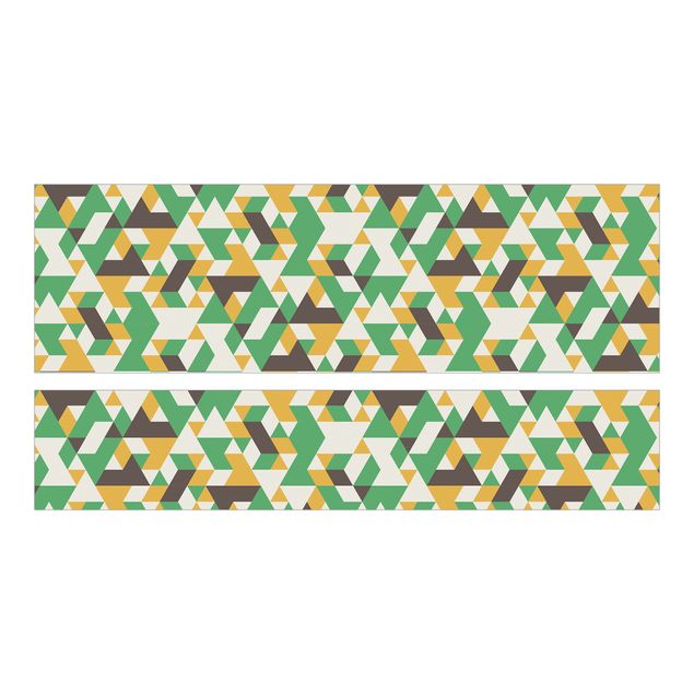 Carta adesiva per mobili IKEA - Malm Letto basso 140x200cm No.RY34 Green Triangles