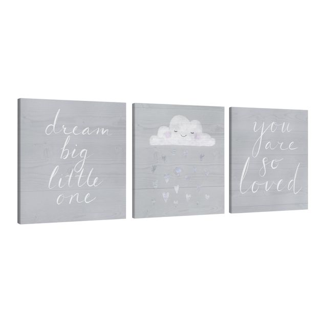 Amore quadri Nuvole con scritte in grigio Set I
