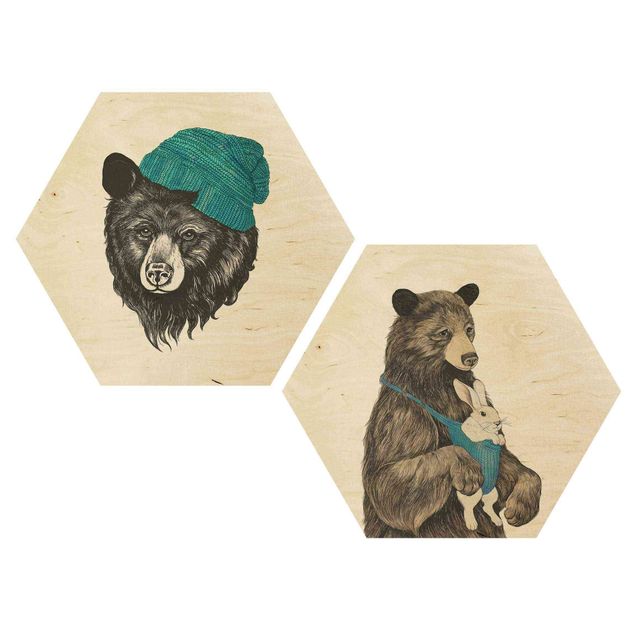 Esagono in legno - Laura Graves - le coppie dell'orso