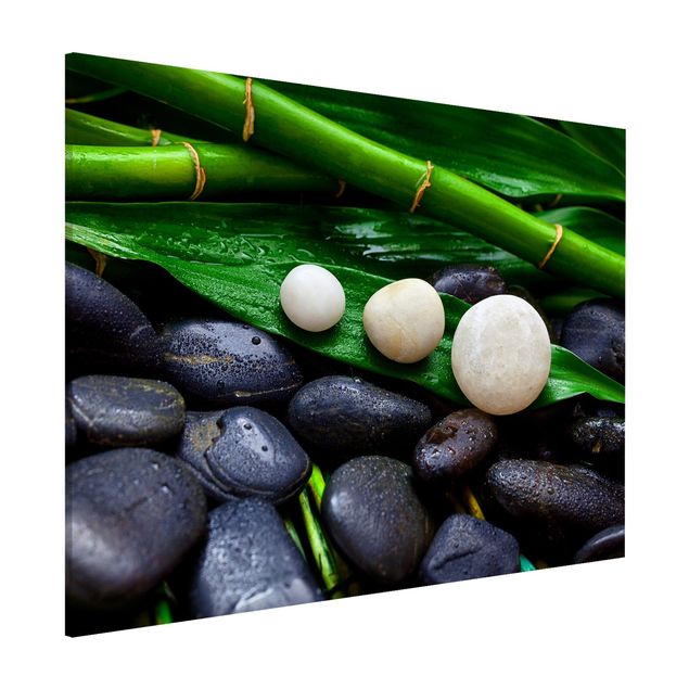 Quadri bamboo Bambù verde con pietre zen
