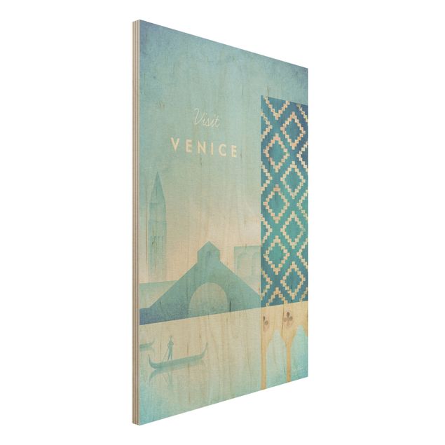 Quadri in legno con architettura e skylines Poster di viaggio - Venezia