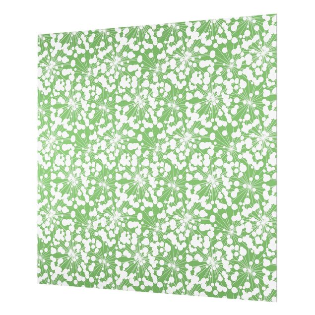 Paraschizzi in vetro - Trama naturale di soffioni con punti su sfondo verde - Quadrato 1:1
