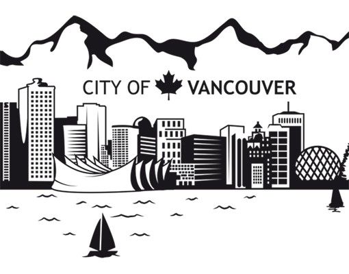 Adesivi murali con nomi di città No.JS3 Skyline di Vancouver