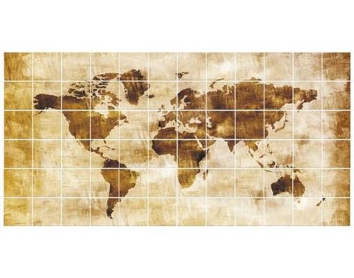 Adesivi per piastrelle vintage N.CG75 Mappa del mondo
