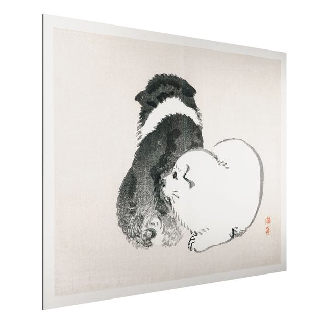 Quadri cani Disegno vintage asiatico cagnolino bianco e nero