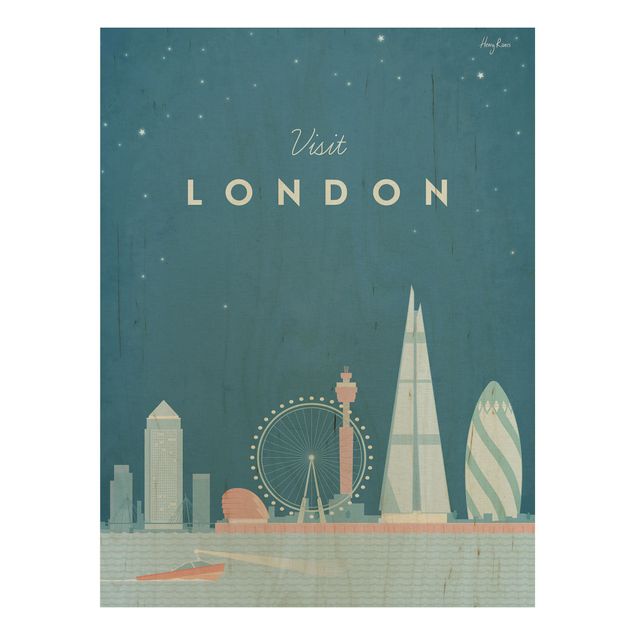 Quadri in legno vintage Poster di viaggio - Londra