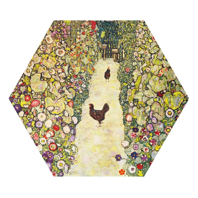 Quadri fiori Gustav Klimt - Sentiero del giardino con galline