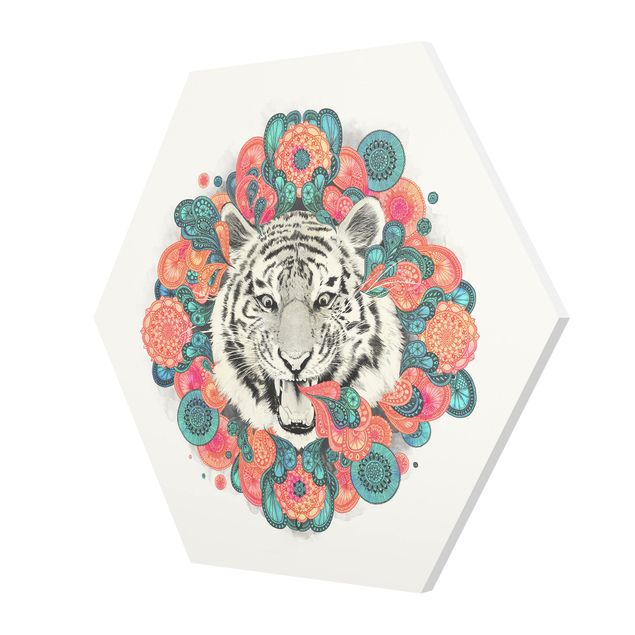 Quadri Laura Graves Art Illustrazione - Tigre Disegno Mandala Paisley