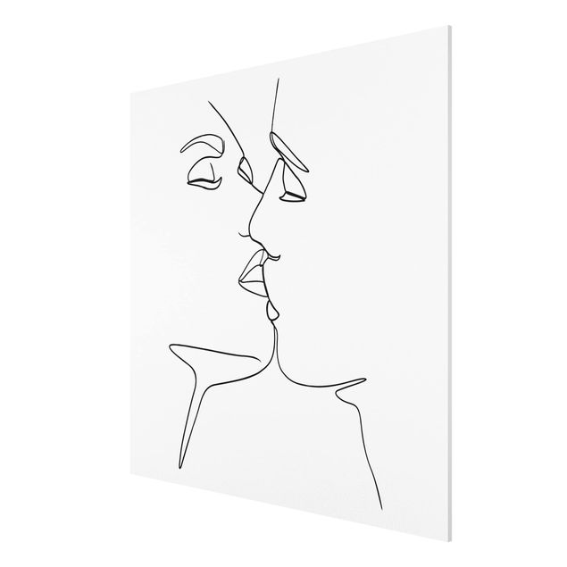Quadri moderni per arredamento Line Art - Facce da bacio Bianco e Nero
