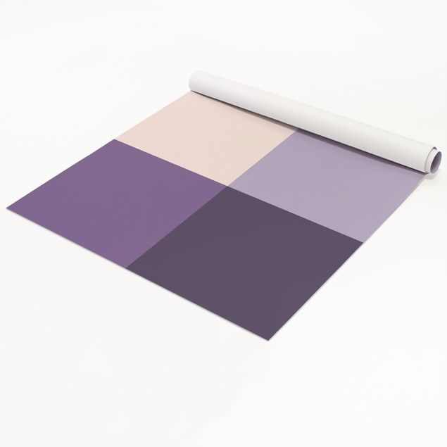 Pellicole adesive per mobili opache 3 quadrati viola con colori dei fiori e colore contrastante chiaro