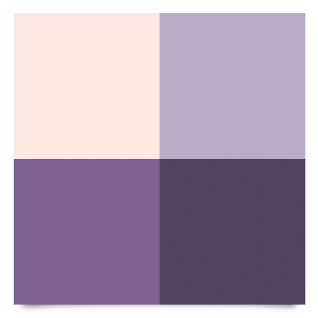 Carta Adesiva per Mobili - 3 quadrati viola con colori dei fiori e colore contrastante chiaro