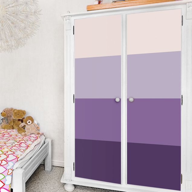 Pellicola adesiva per pareti 4 righe viola con colori dei fiori e colore contrastante chiaro