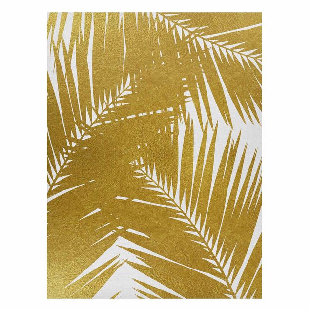 Lavagne magnetiche con fiori Vista attraverso le foglie di palma dorate