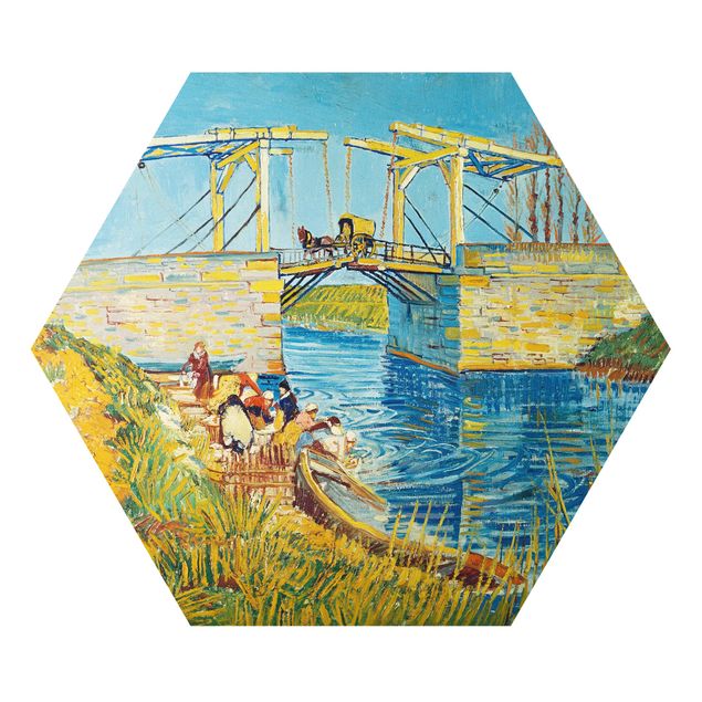 Stile artistico Vincent van Gogh - Il ponte levatoio di Arles con un gruppo di lavandaie
