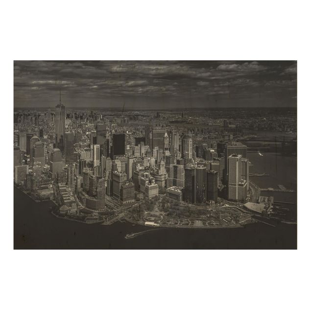 Quadri in legno con architettura e skylines New York - Manhattan dall'alto