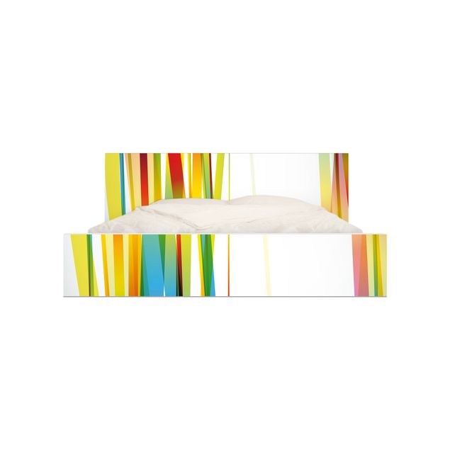 Pellicole adesive per mobili letto Malm IKEA Strisce arcobaleno