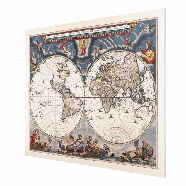 Quadri rétro Mappa storica del mondo Nova Et Accuratissima del 1664