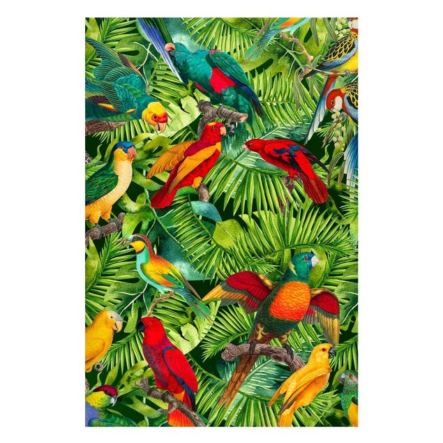 Lavagne magnetiche con fiori Collage colorato - Pappagalli nella giungla